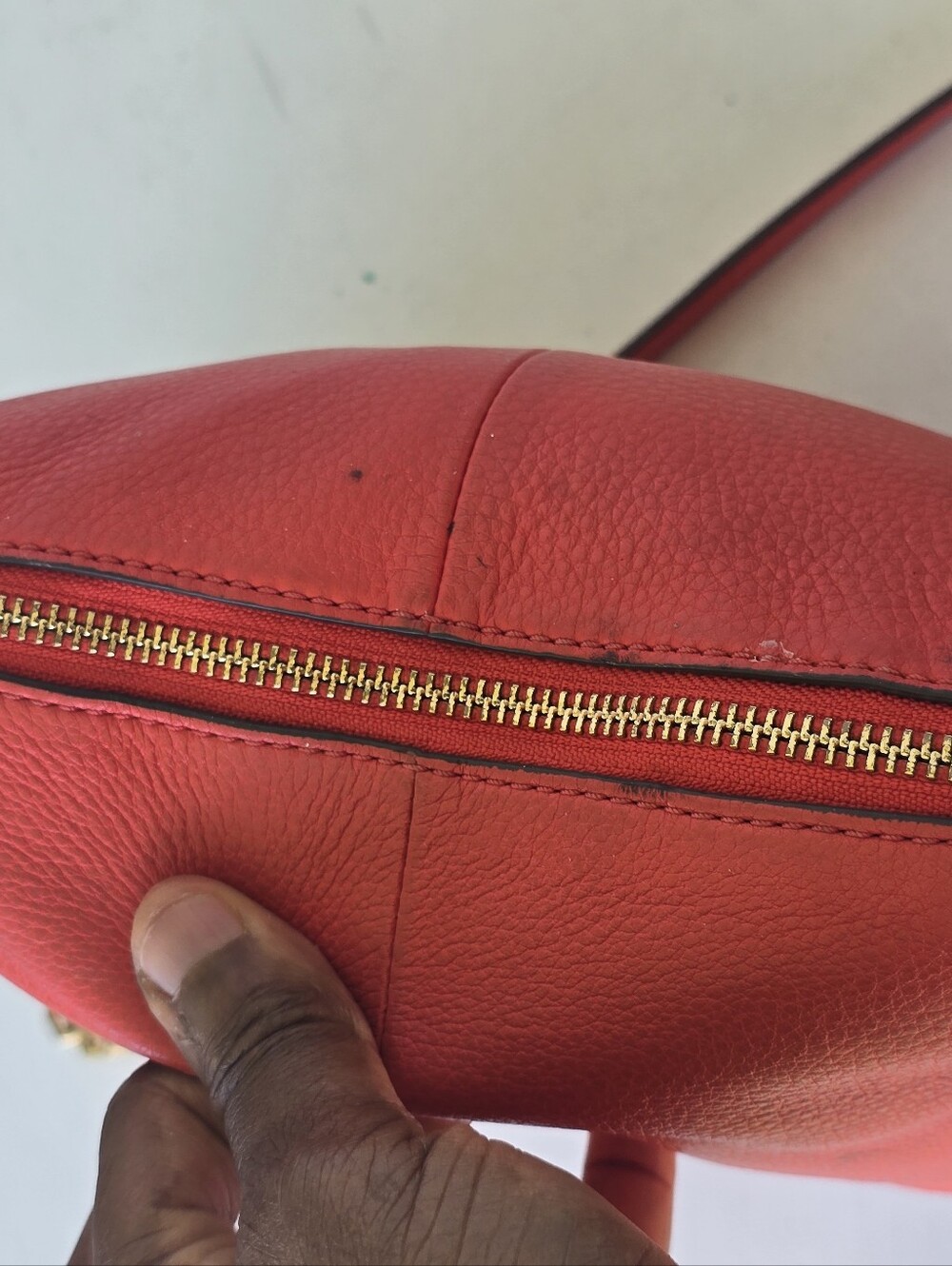 Tory Burch Red Pebbled Leather Crossbody Shoulder Bag Gold Chain Tassel - Picture 10 of 15